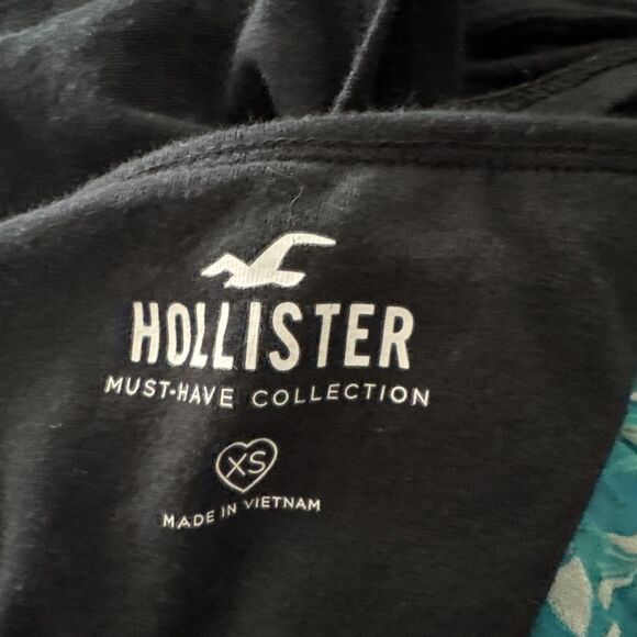 Hollister XS Womens Pleated Halter Top Black Goth Halloween Whimsigoth Ruched - Picture 4 of 9